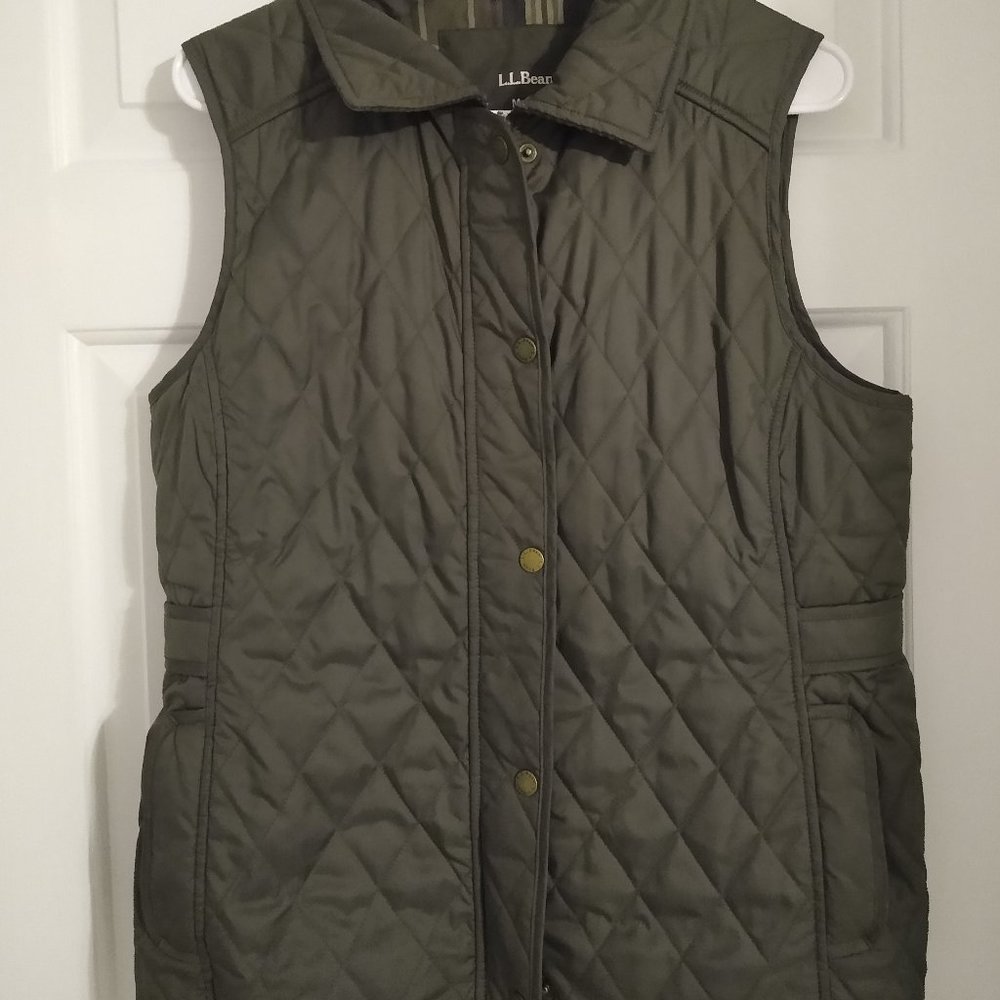 LL Bean Quilted Riding Vest Hunter Green